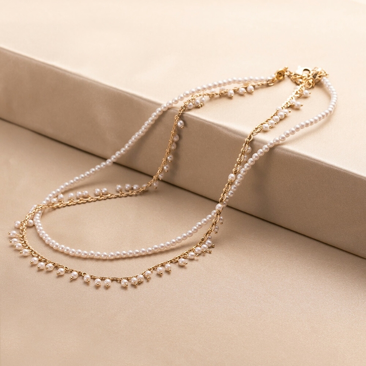 小粒パール&フリンジパール2連ネックレス ネックレス 2連 | epicday | 詳細画像7 