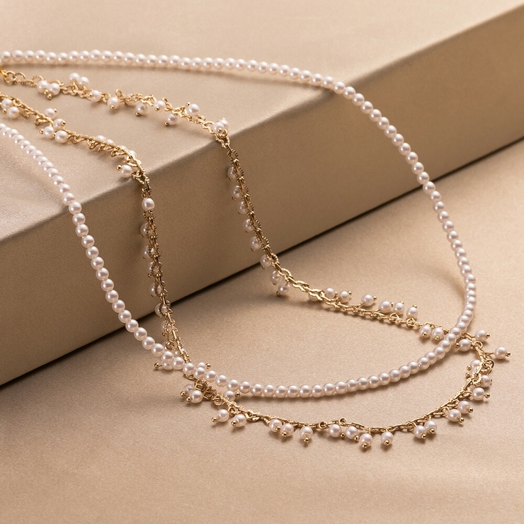 小粒パール&フリンジパール2連ネックレス ネックレス 2連 | epicday | 詳細画像9 