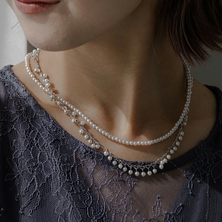 小粒パール&フリンジパール2連ネックレス ネックレス 2連 | epicday | 詳細画像10 