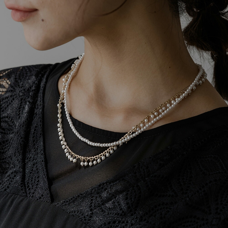 小粒パール&フリンジパール2連ネックレス ネックレス 2連 | epicday | 詳細画像14 