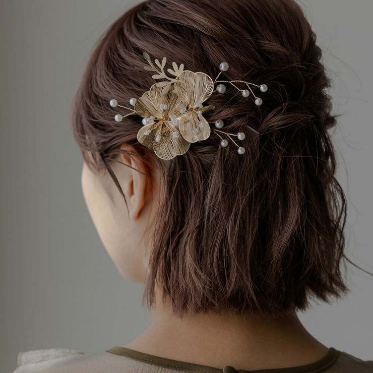 透かしフラワー＆パールヘアピンセット 4点セット ヘア