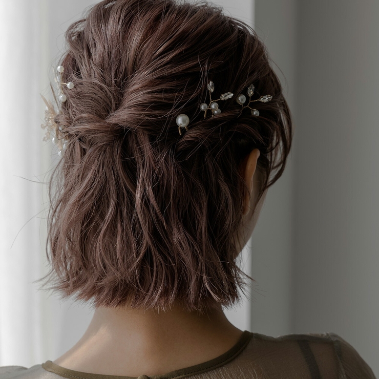 透かしフラワー＆パールヘアピンセット 4点セット ヘア