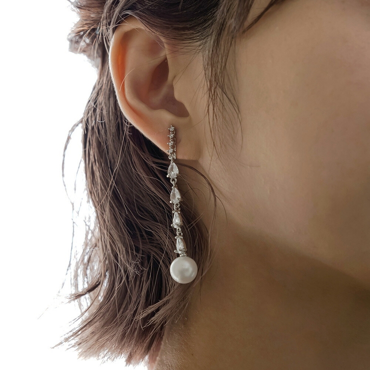 ドロップビジュー＆パールイヤリング イヤリング 揺れる | epicday | 詳細画像7 