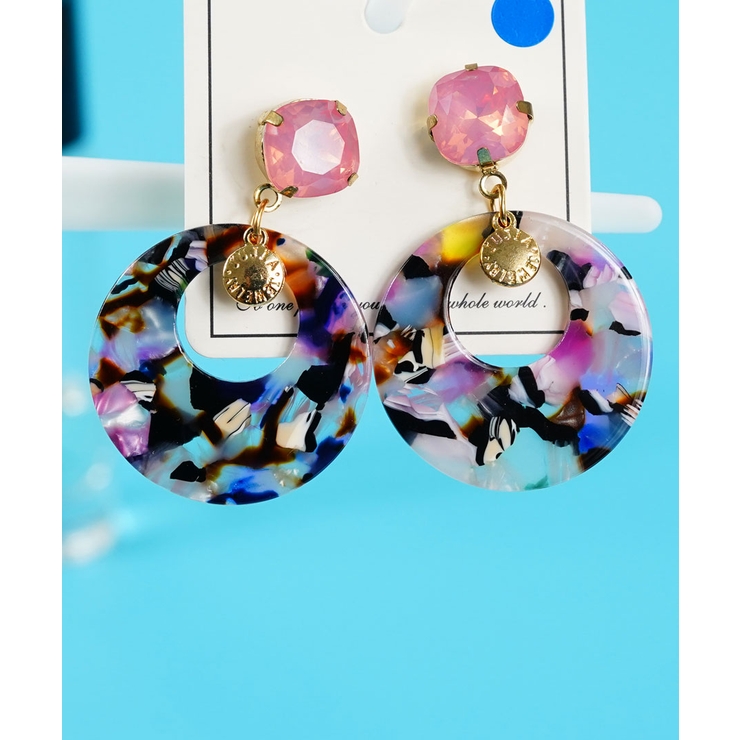 カラフルリングチャーム付きデザインピアス | GROOVY STORE | 詳細画像1 
