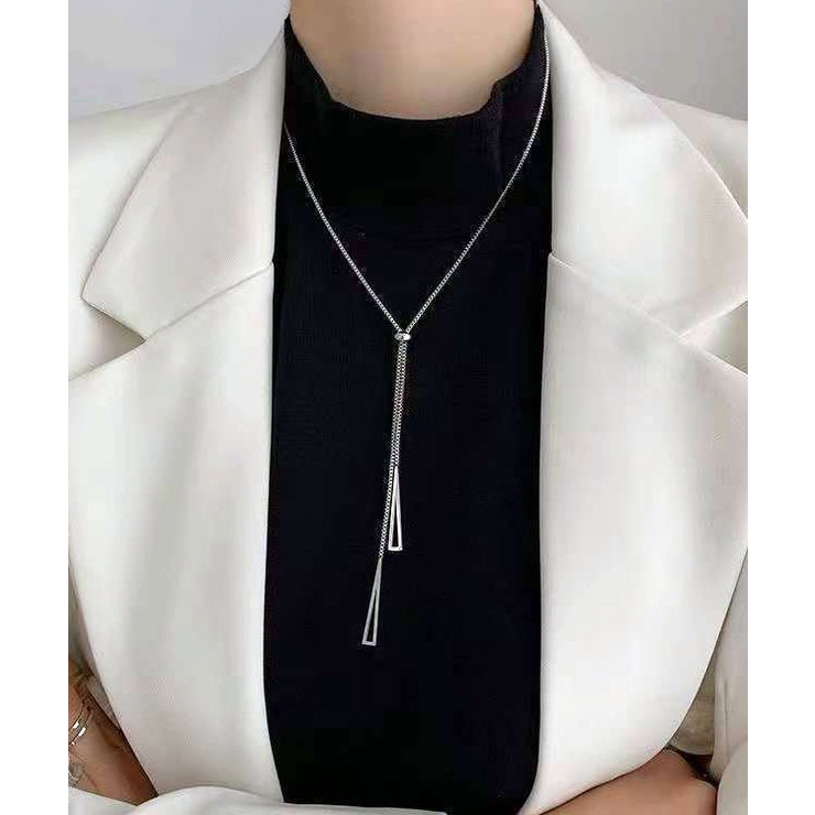 シルバー-1 | ロングネックレス ダブルチャーム ペンダントトップ | GROOVY STORE