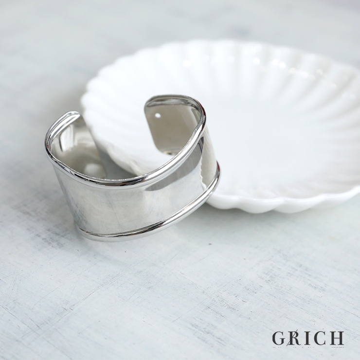 シルバー | ウェイビー ワイド バングル | Growing Rich