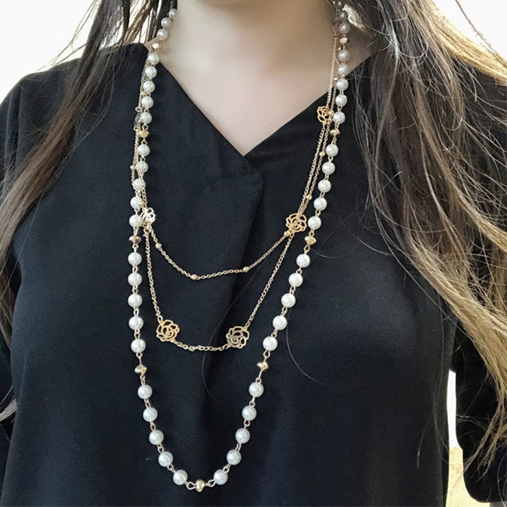 3連パール ローズ ネックレス | gulamu jewelry  | 詳細画像3 