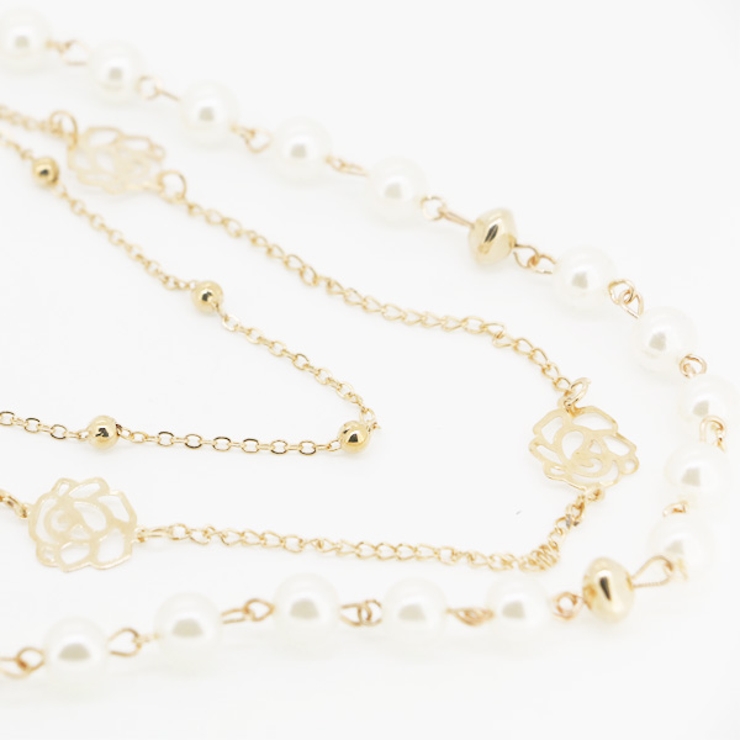 3連パール ローズ ネックレス | gulamu jewelry  | 詳細画像5 