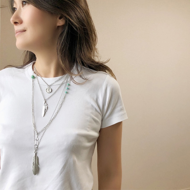 4連シルバーフェザーネックレス キムタク神セット仕様 4連フェザー