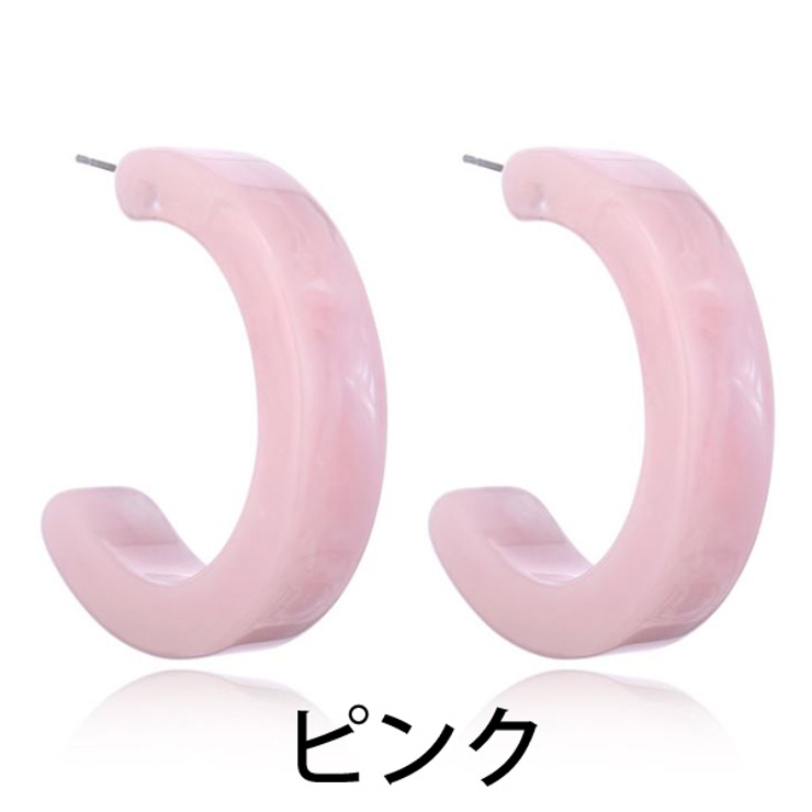 ピンク | アクリル フープピアス マーブル | gulamu jewelry 