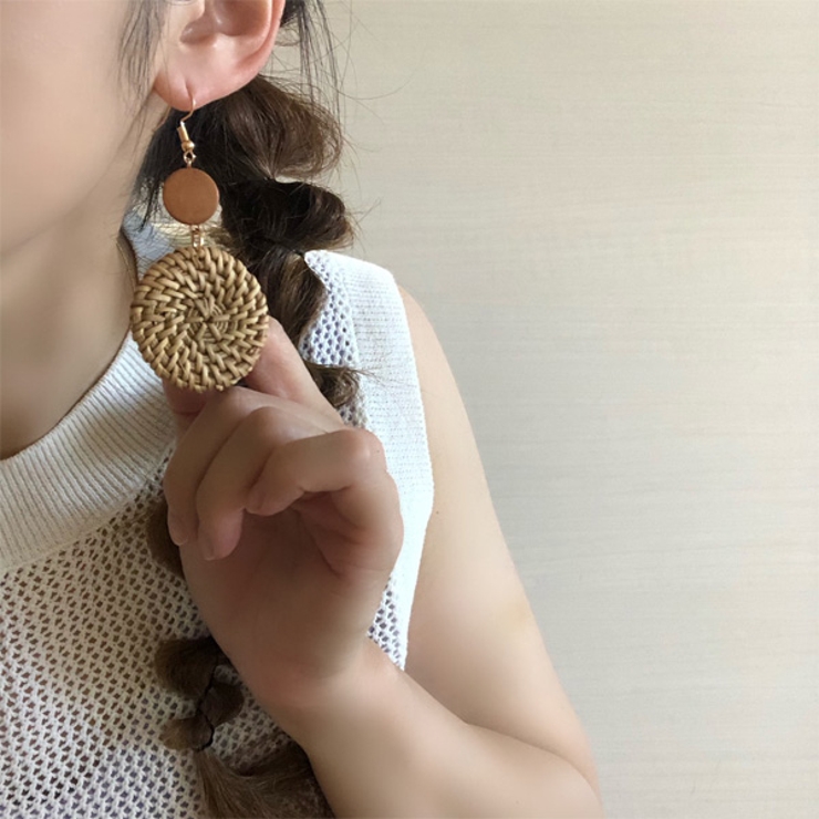 ウッドビーズ ラタン ピアス[品番：GLJA0000249]｜gulamu jewelry （グラムジュエリー）のレディースファッション通販