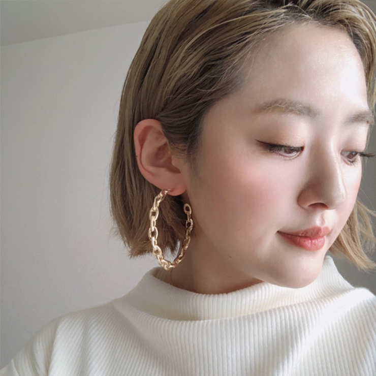チェーンサークルピアス おしゃれ 大人 | gulamu jewelry  | 詳細画像2 
