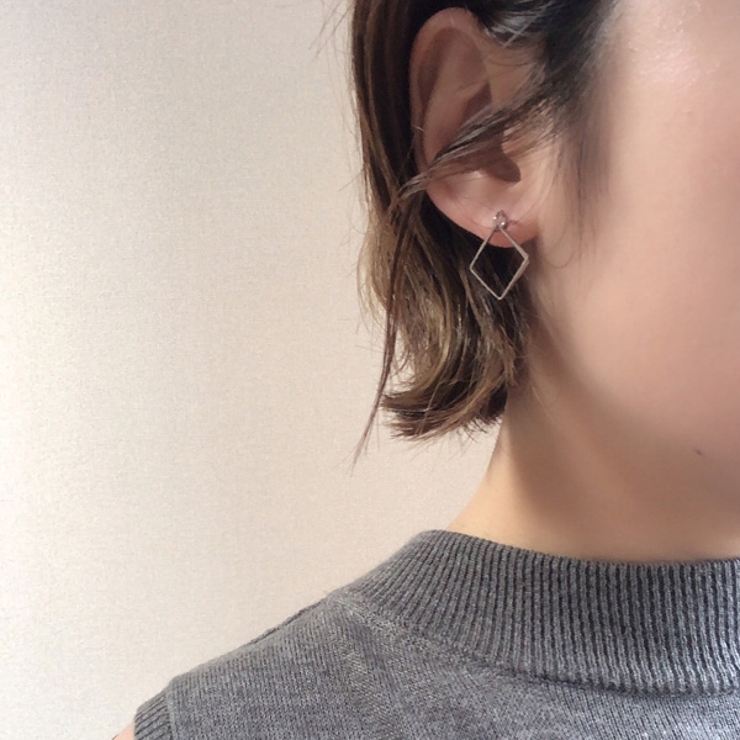 ダブルスクエア ピアス ゴールド[品番：GLJA0000416]｜gulamu jewelry 