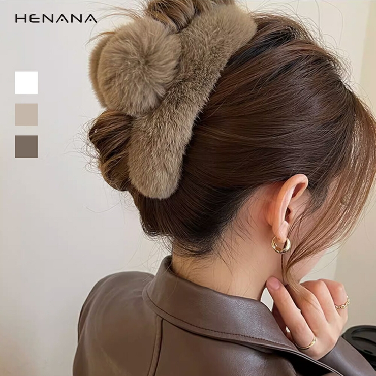 【本物保証】 ファーバンスクリップ 大人可愛い[品番 ヘアクリップ ヘアアクセサリー