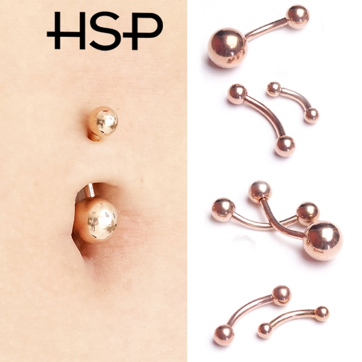 [HSP] ピンクゴールド バナナバーベル14G | ピアス専門店HOMESLICEPRODUCTIONS | 詳細画像1 