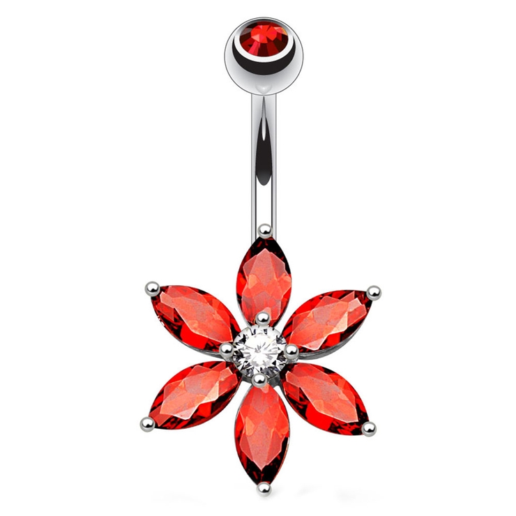 ダークオレンジ | 14G ジュエルフラワー バナナバーベル【 | ピアス専門店HOMESLICEPRODUCTIONS