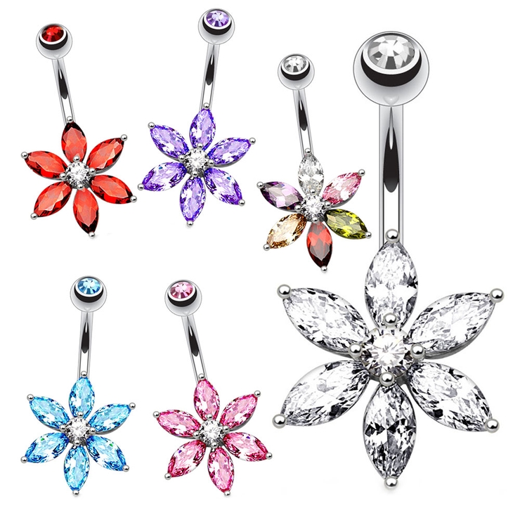 14G ジュエルフラワー バナナバーベル【 | ピアス専門店HOMESLICEPRODUCTIONS | 詳細画像1 