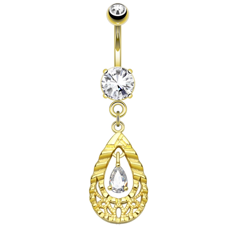 ゴールド | 14G ティアドロップ センタージュエル | ピアス専門店HOMESLICEPRODUCTIONS