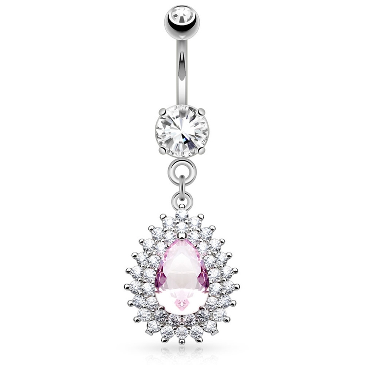 シルバー | 14G CZ センターティアドロップダングル | ピアス専門店HOMESLICEPRODUCTIONS