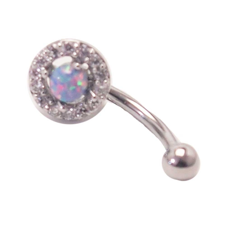 オパール　シルバー×パープル | アイブロウ 16G ラウンドジュエル＆オパール | ピアス専門店HOMESLICEPRODUCTIONS