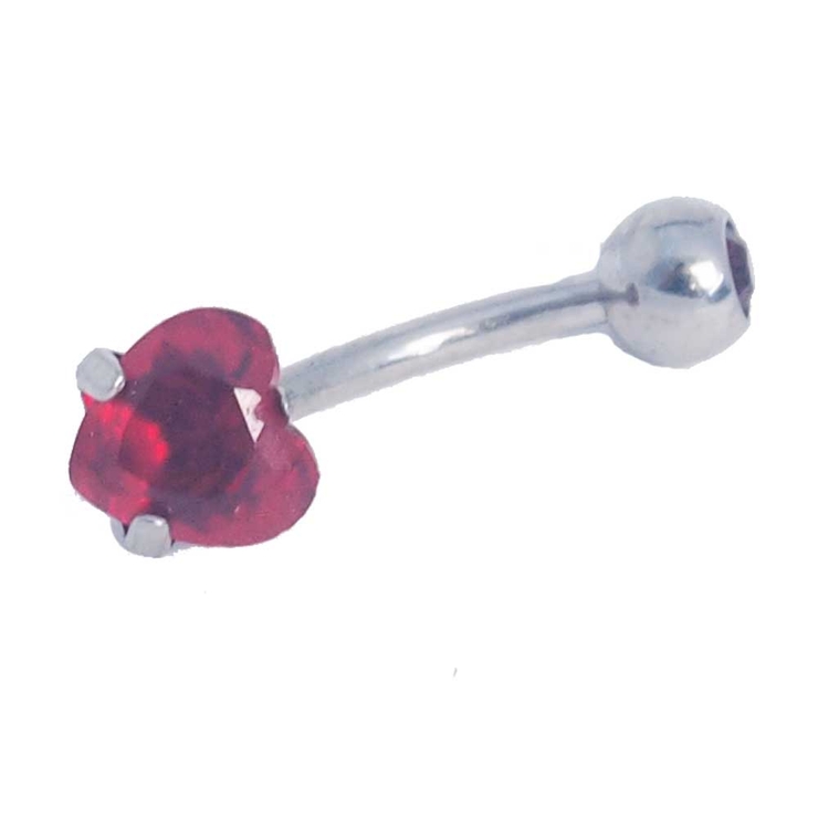 レッド | CZ ハートジュエル バナナバーベル 14G | ピアス専門店HOMESLICEPRODUCTIONS