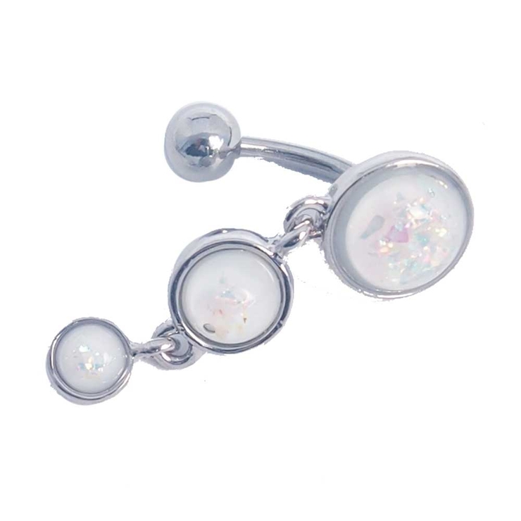 オパールグリッター×ホワイト | トリプルラウンドダングル オパールグリッター＆イルミネーションストーン バナナバ… | ピアス専門店HOMESLICEPRODUCTIONS