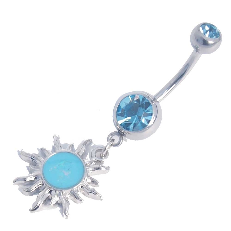 オパールグリッター×アクア | トライバルサンダングル イルミネーションストーン＆オパールグリッター バナナバー… | ピアス専門店HOMESLICEPRODUCTIONS