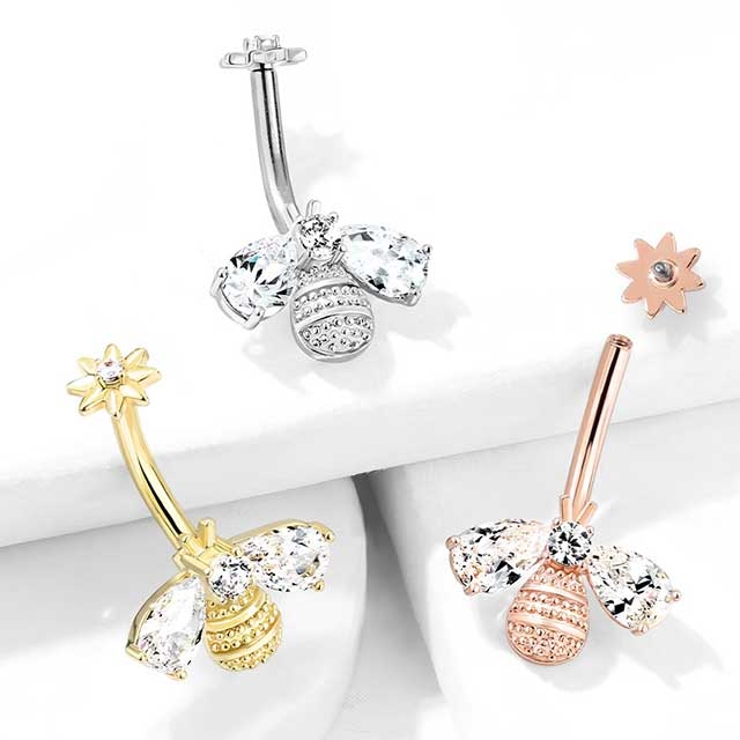 ヘソピアス CZ ジュエルチャーム インターナルバナナバーベル 14G | ピアス専門店HOMESLICEPRODUCTIONS | 詳細画像7 