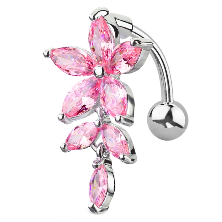 ピンク | ヘソピアス CZ マーキスフラワー | ピアス専門店HOMESLICEPRODUCTIONS