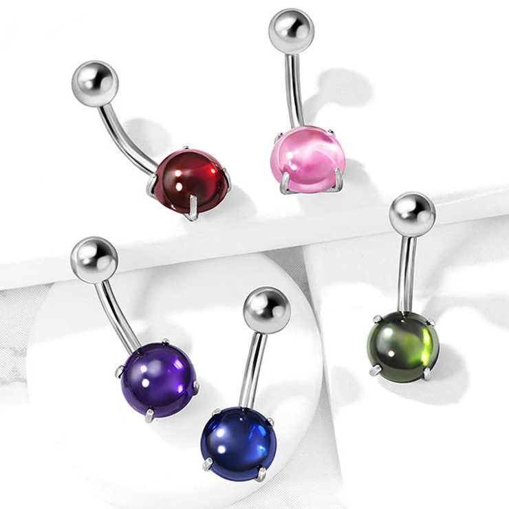 ヘソピアス ジルコン カボションストーン バナナバーベル 14G | ピアス専門店HOMESLICEPRODUCTIONS | 詳細画像3 