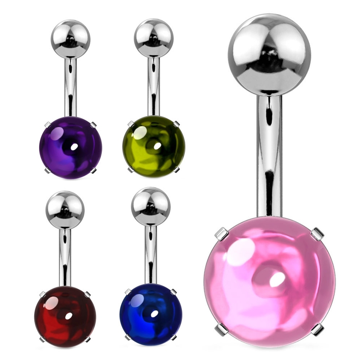 ヘソピアス ジルコン カボションストーン バナナバーベル 14G | ピアス専門店HOMESLICEPRODUCTIONS | 詳細画像1 