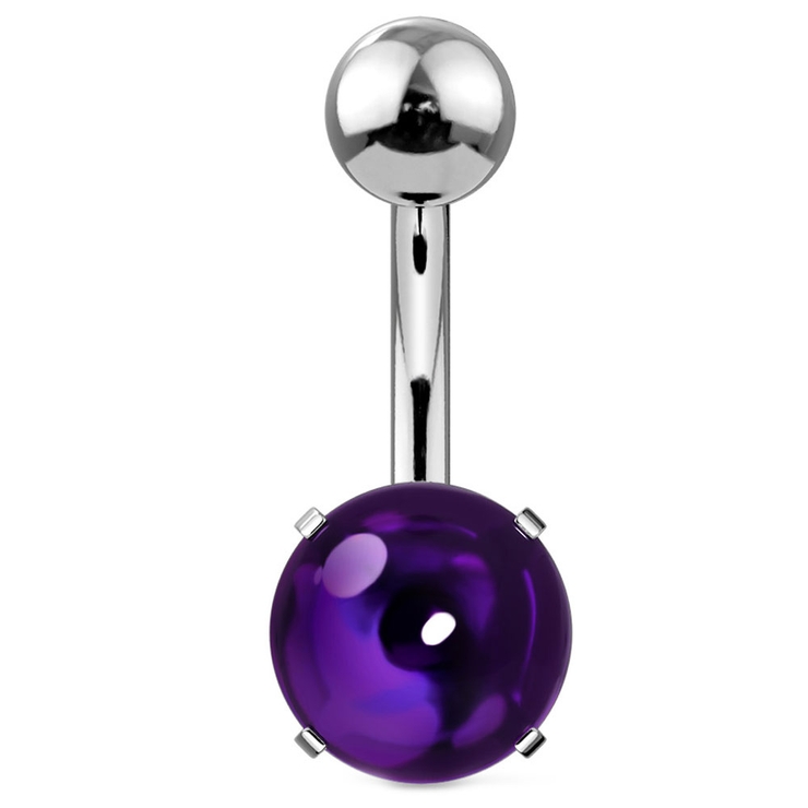 パープル | ヘソピアス ジルコン カボションストーン バナナバーベル 14G | ピアス専門店HOMESLICEPRODUCTIONS