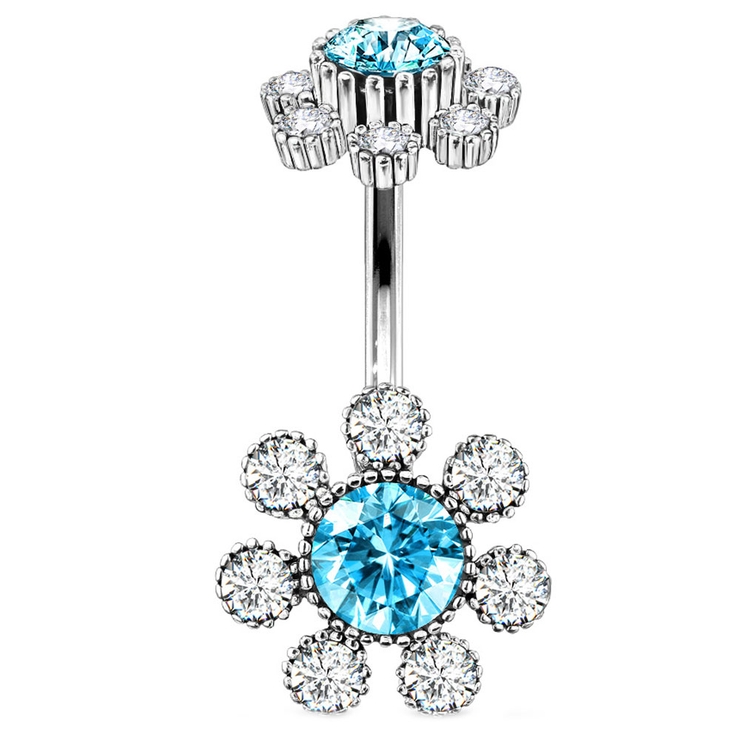 アクア | ヘソピアス 14G カラージェムフラワー | ピアス専門店HOMESLICEPRODUCTIONS