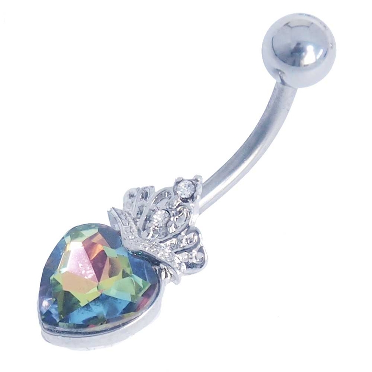 VM | ヘソピアス 14G ハートクリスタル＆ティアラ | ピアス専門店HOMESLICEPRODUCTIONS