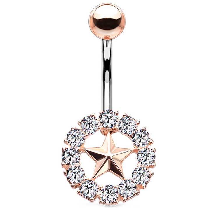 ピンクゴールド×クリア | ヘソピアス 14G サークル | ピアス専門店HOMESLICEPRODUCTIONS