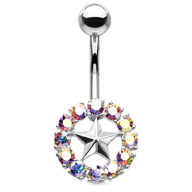 シルバー×AB | ヘソピアス 14G サークル | ピアス専門店HOMESLICEPRODUCTIONS