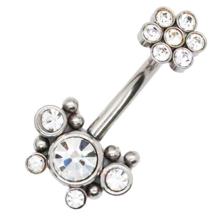 シルバー | ヘソピアス 14G 5CZバタフライ＆ボールクラスター | ピアス専門店HOMESLICEPRODUCTIONS