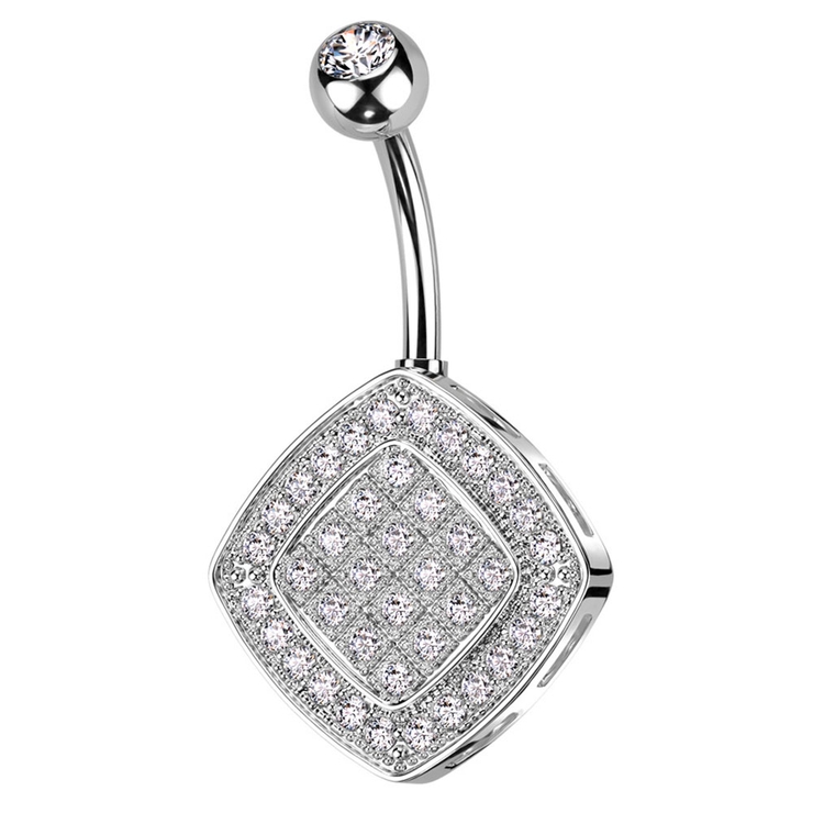 シルバー | ヘソピアス 14G ダイヤ型 | ピアス専門店HOMESLICEPRODUCTIONS