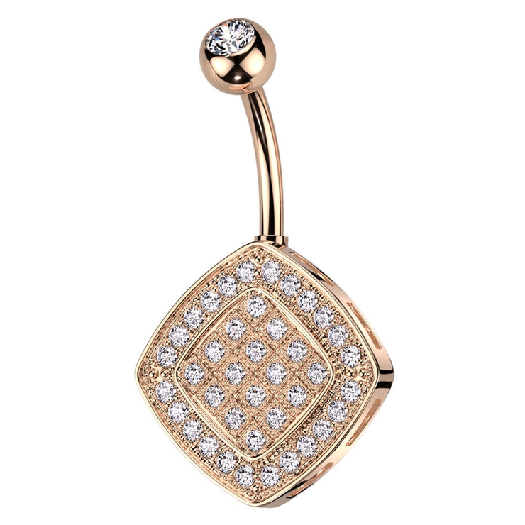ピンクゴールド | ヘソピアス 14G ダイヤ型 | ピアス専門店HOMESLICEPRODUCTIONS