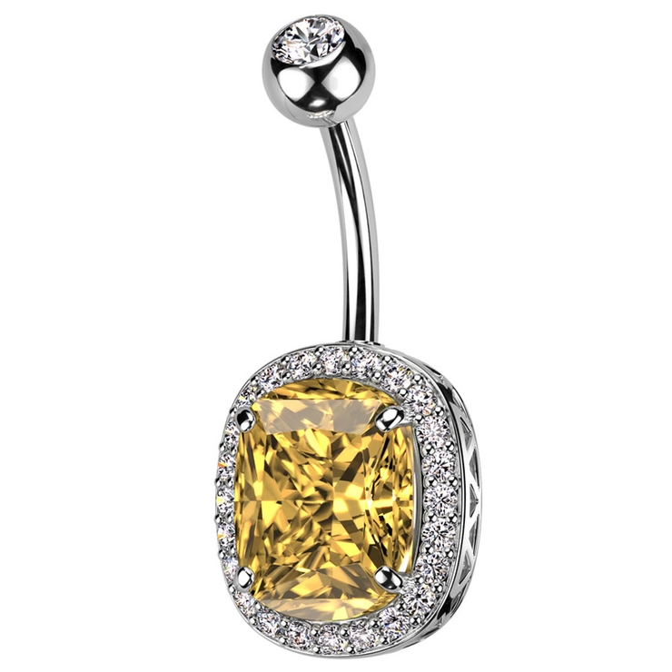 シルバー×イエロー | ヘソピアス 14G オーバル | ピアス専門店HOMESLICEPRODUCTIONS