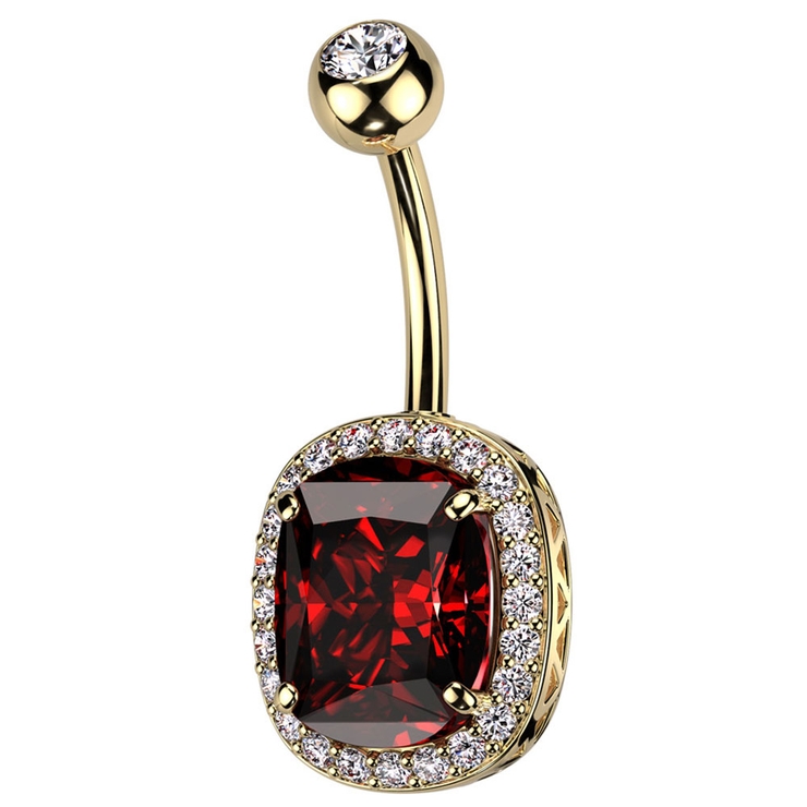 ゴールド×レッド | ヘソピアス 14G オーバル | ピアス専門店HOMESLICEPRODUCTIONS