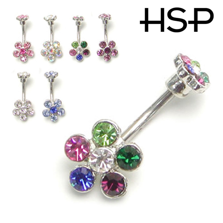 ヘソピアス ダブル6ジュエルフラワー バナナバーベル | ピアス専門店HOMESLICEPRODUCTIONS | 詳細画像3 