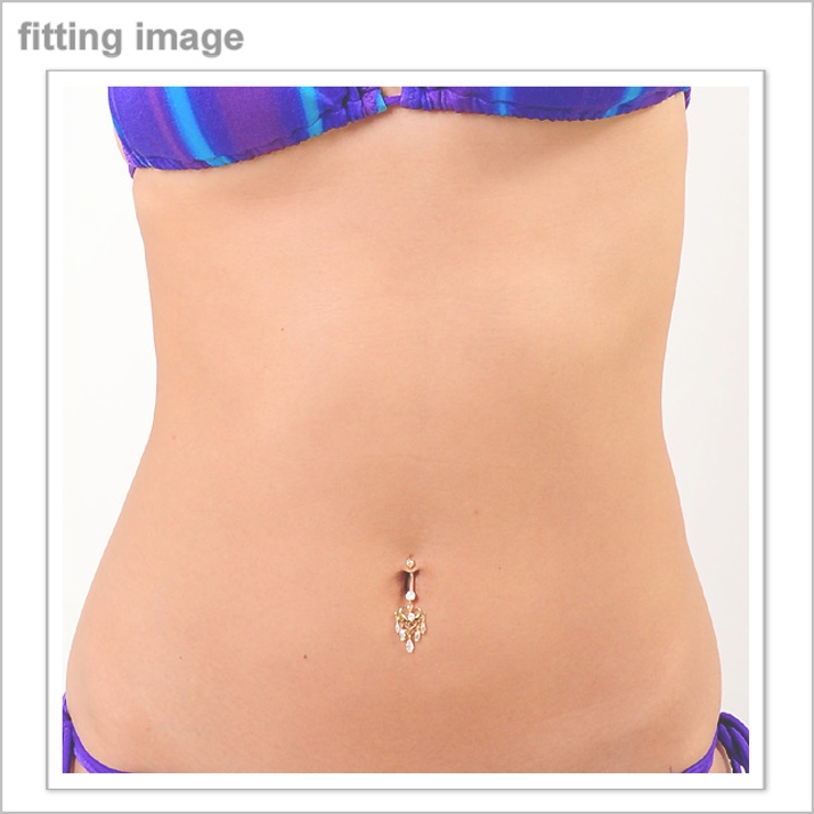 14K オープンハート＆5ジュエル バナナバーベル【ボディピアス | ピアス専門店HOMESLICEPRODUCTIONS | 詳細画像2 