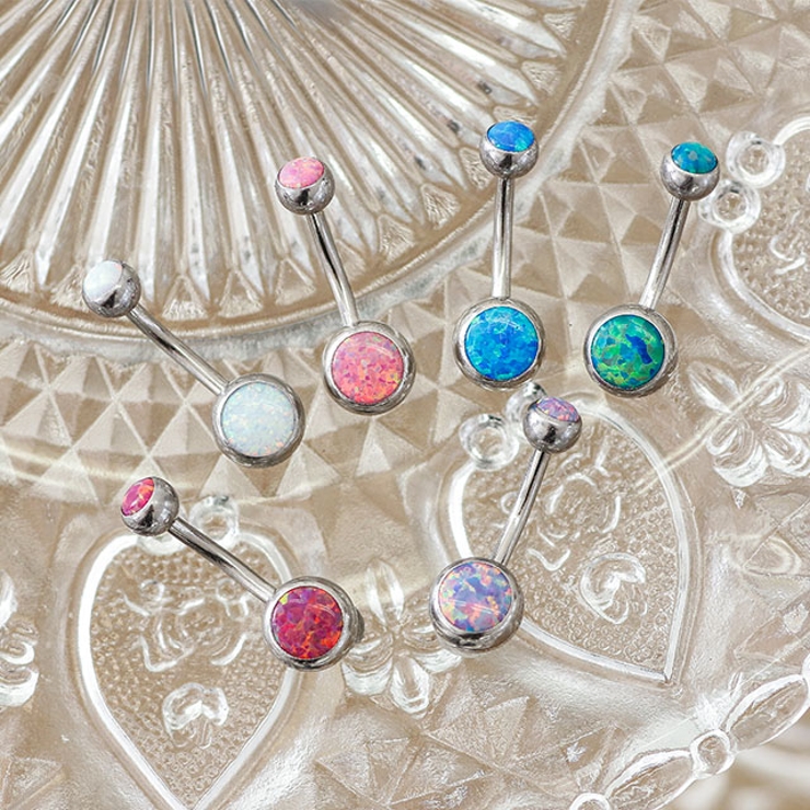 ヘソピアス 14G オパールダブルジュエル[品番：PW000004279]｜ピアス