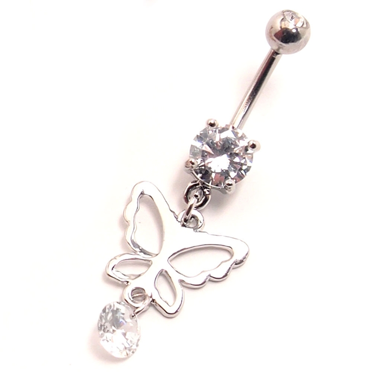 ヘソピアス 14G CZバタフライ | ピアス専門店HOMESLICEPRODUCTIONS | 詳細画像1 