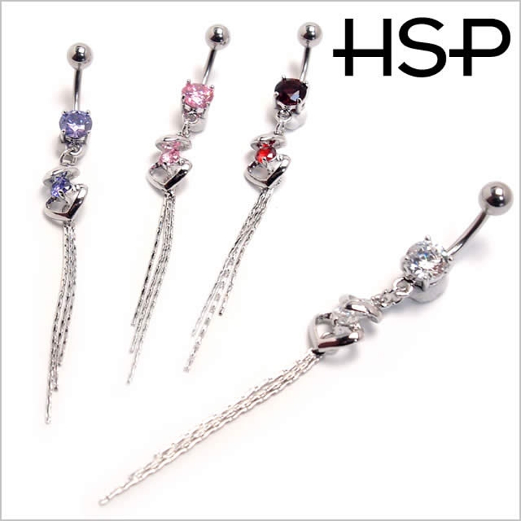ヘソピアス 14G CZセンターダブルハートダングル | ピアス専門店HOMESLICEPRODUCTIONS | 詳細画像2 