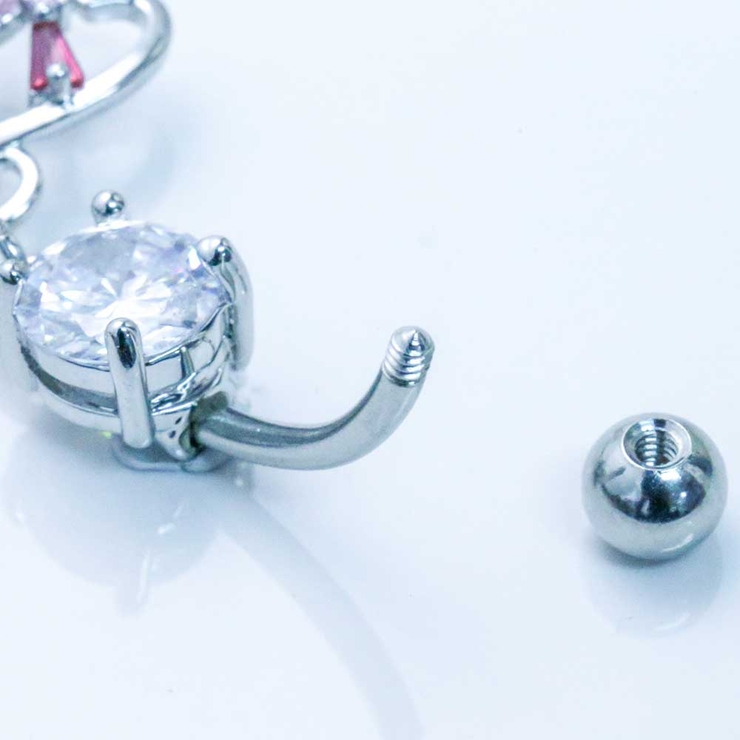 ヘソピアス 14G マルチカラーバゲットCZジュエルウィング | ピアス専門店HOMESLICEPRODUCTIONS | 詳細画像4 
