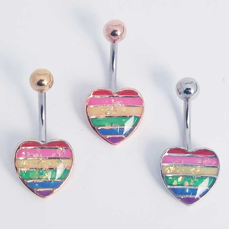 レインボーオパール グリッターハート バナナバーベル 14G | ピアス専門店HOMESLICEPRODUCTIONS | 詳細画像2 