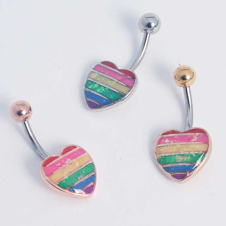 レインボーオパール グリッターハート バナナバーベル 14G | ピアス専門店HOMESLICEPRODUCTIONS | 詳細画像8 