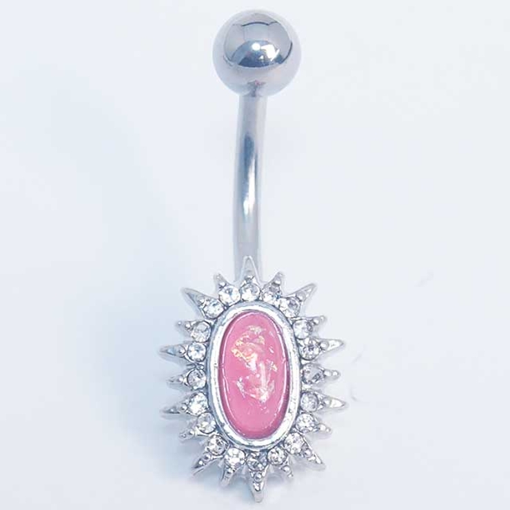 クリスタルパヴェ サンバースト オパールグリッター バナナバーベル 14G | ピアス専門店HOMESLICEPRODUCTIONS | 詳細画像3 